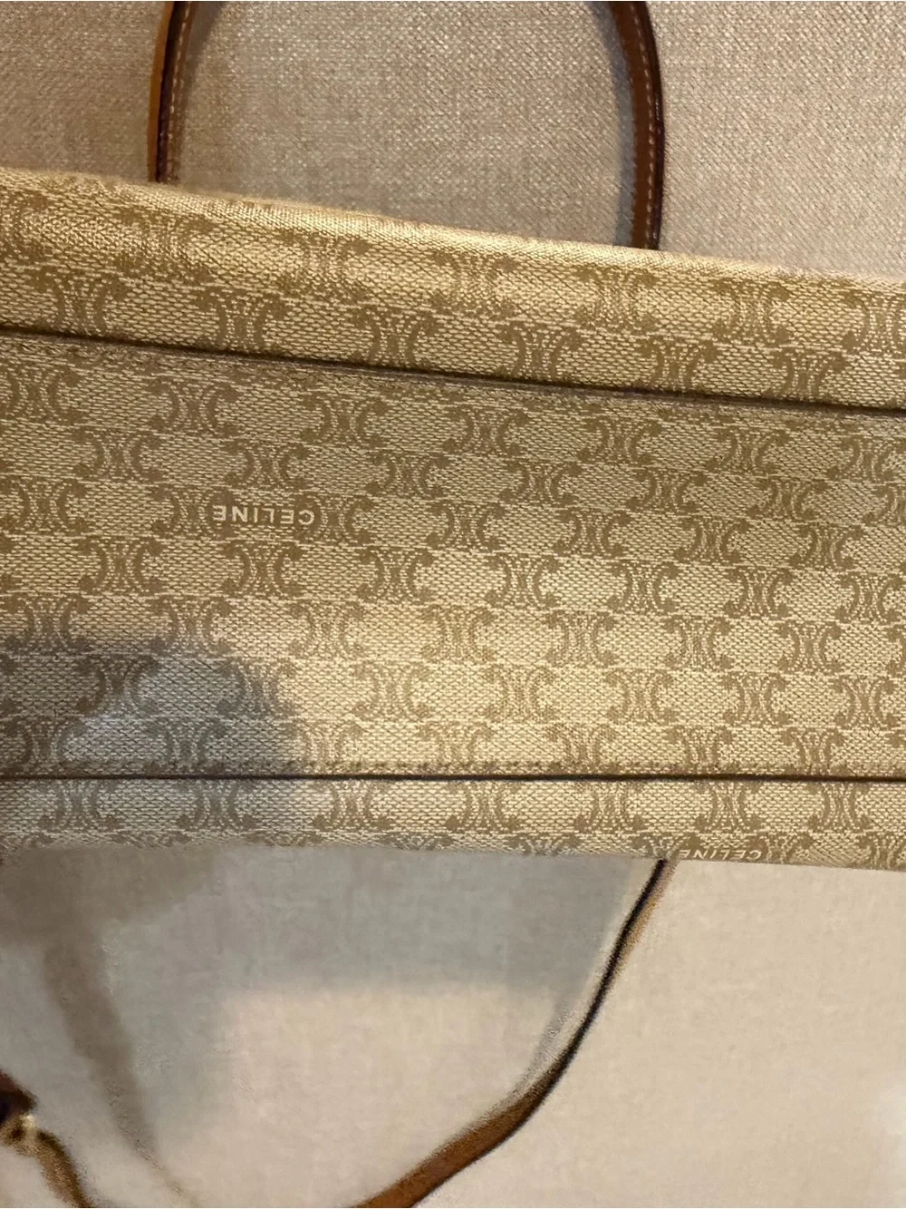 Celine Beige Monogram Triomphe Top-Handle Crossbody